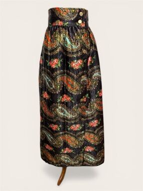 Vintage Homemade Poly-satin Quilted Paisley Hostess Skirt